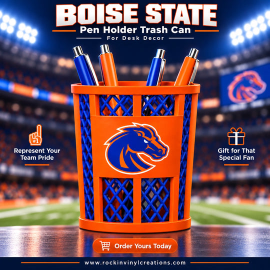 Boise State miniature trash can pen holder