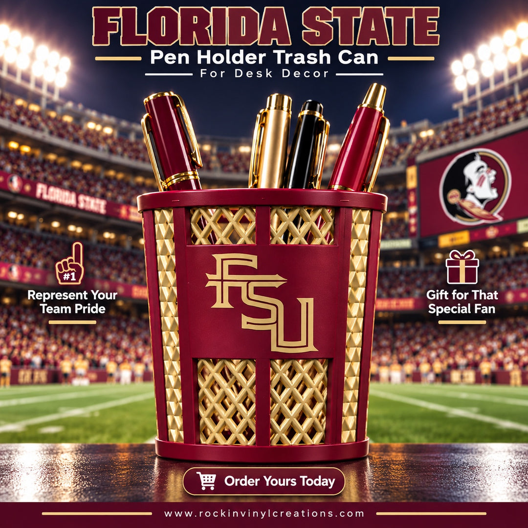 Florida State miniature trash can pen holder