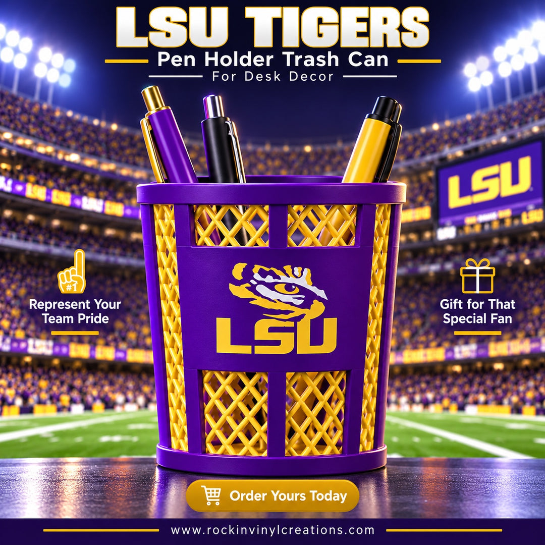 LSU Tigers miniature trash can pen holder