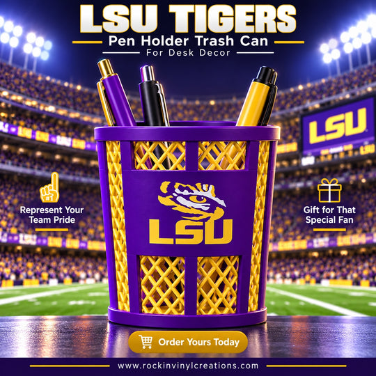 LSU Tigers miniature trash can pen holder