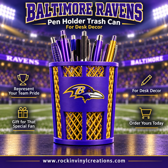 Baltimore Ravens trash-can-style pen holder