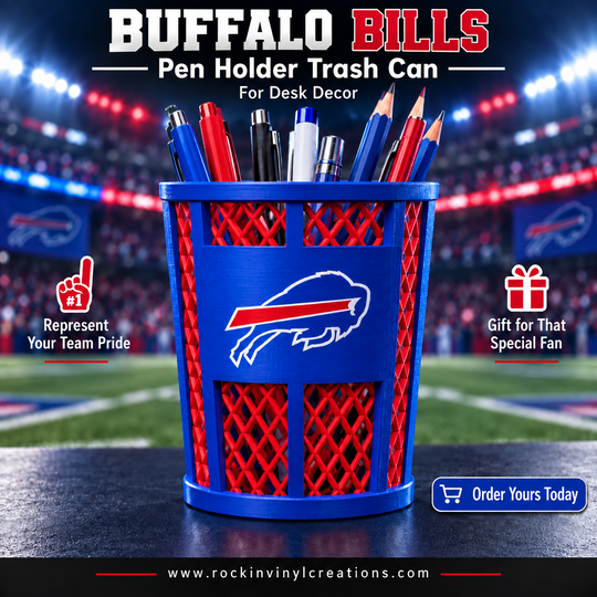 Buffalo Bills trash-can-style pen holder