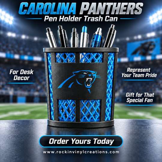 Carolina Panthers trash-can-style pen holder