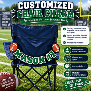 Personalized Sports Chair Charm – Name, Number & Team Colors