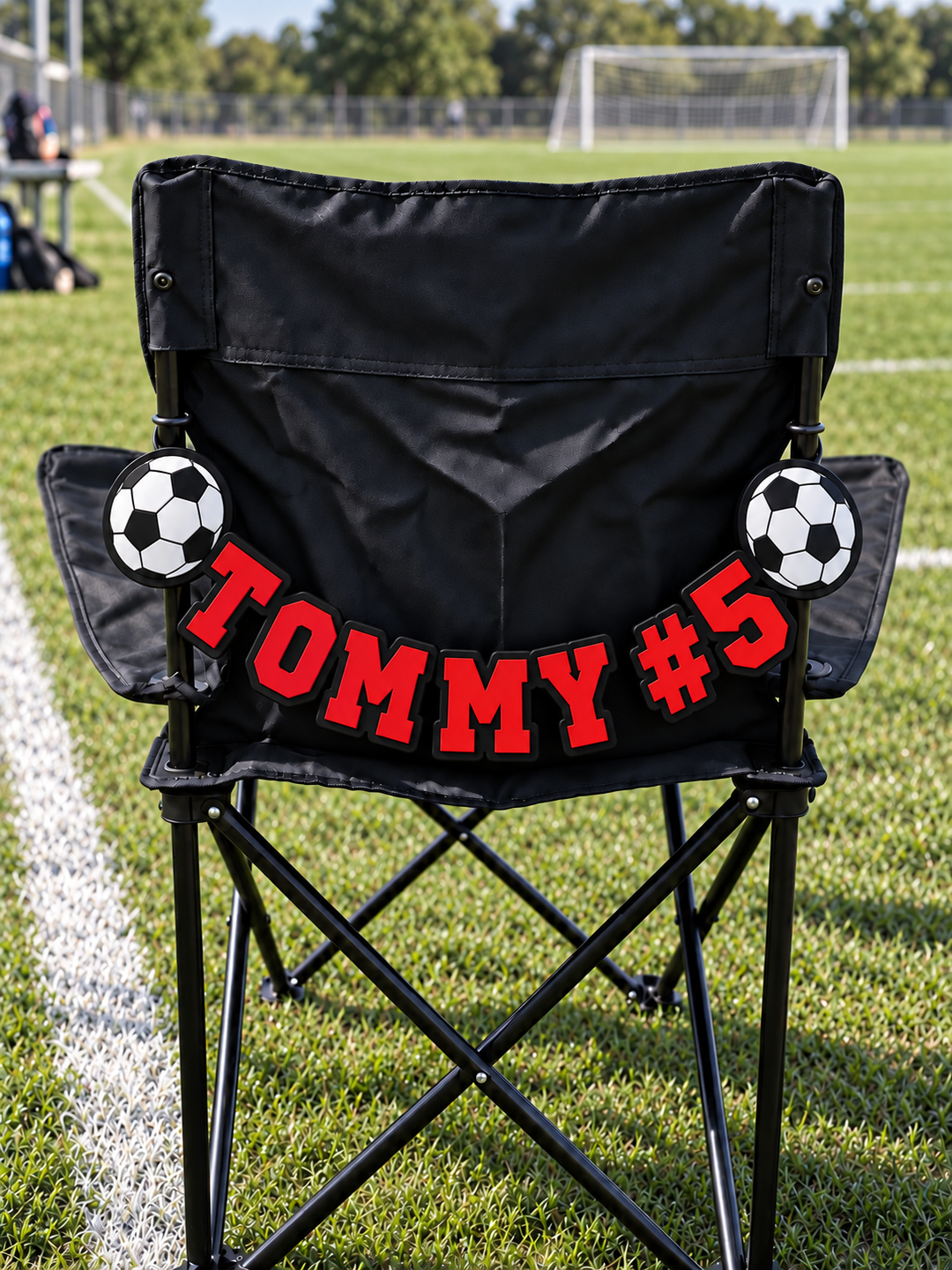 Personalized Sports Chair Charm – Name, Number &amp; Team Colors