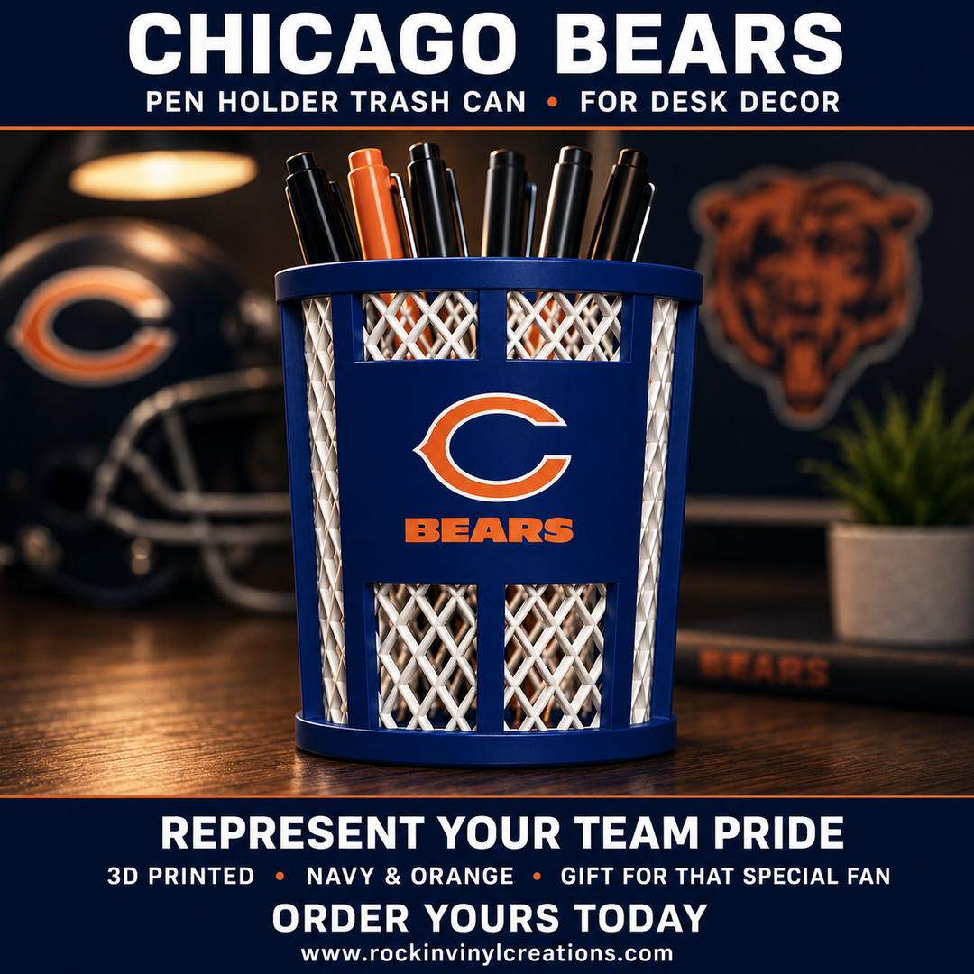Chicago Bears trash-can-style pen holder