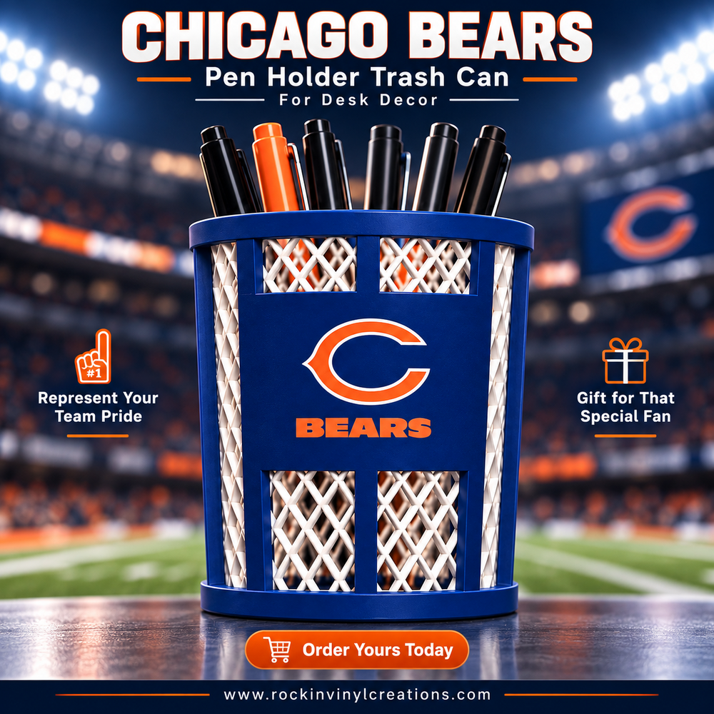 Chicago Bears trash-can-style pen holder