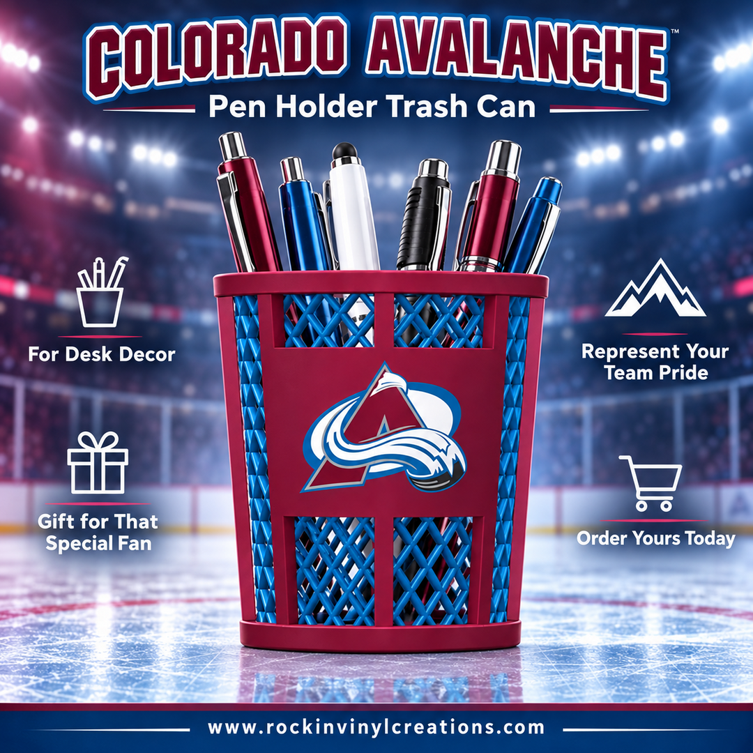 Colorado Avalanche trash-can-style pen holder