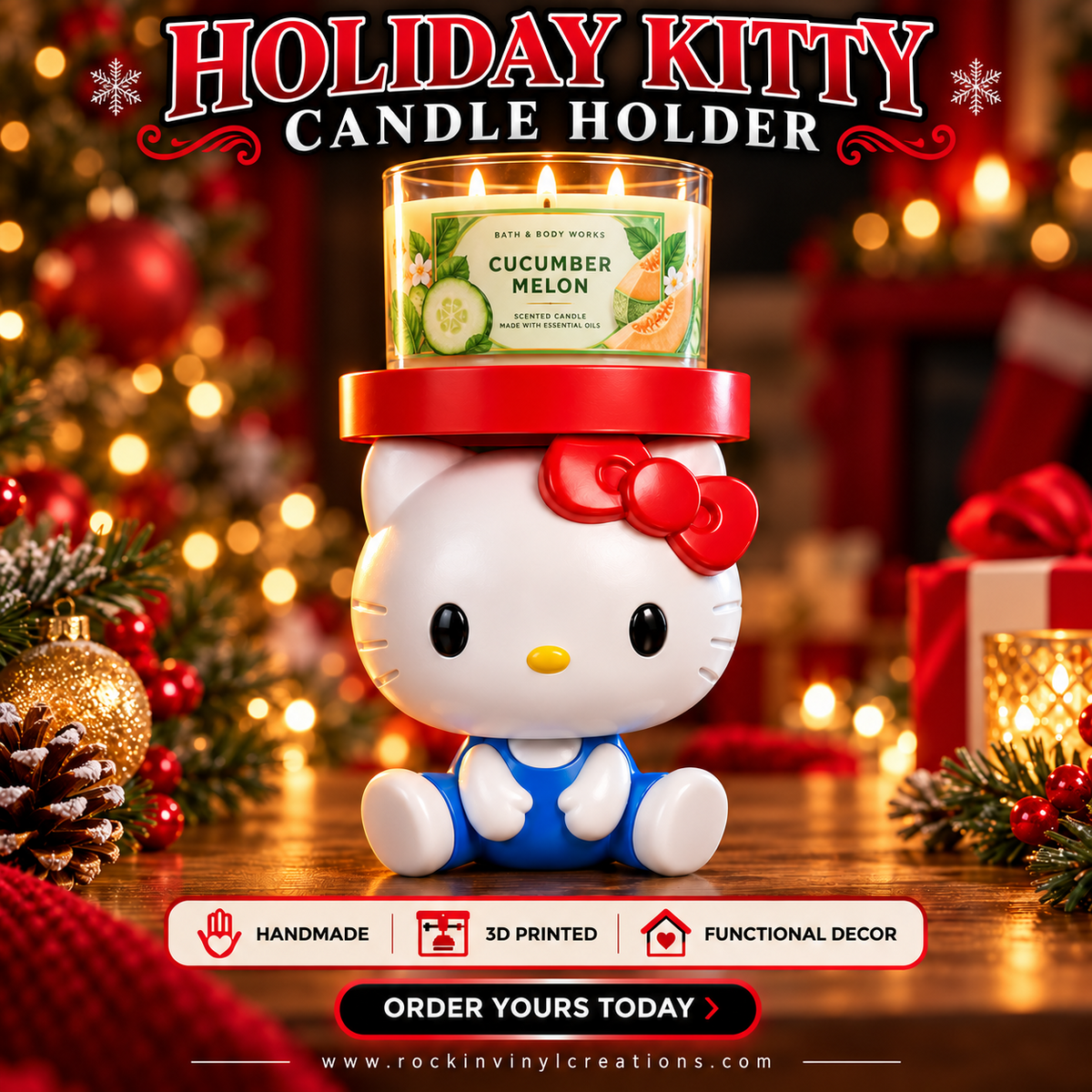 Holiday Kitty Candle Holder