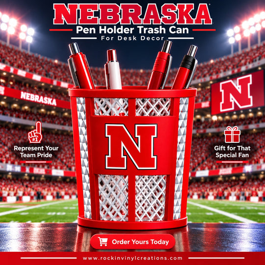 Nebraska miniature trash can pen holder