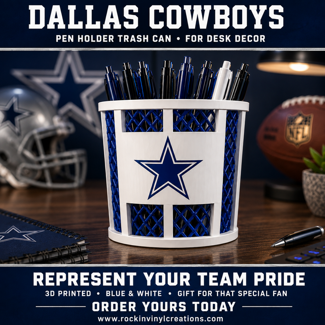 Dallas Cowboys trash-can-style pen holder