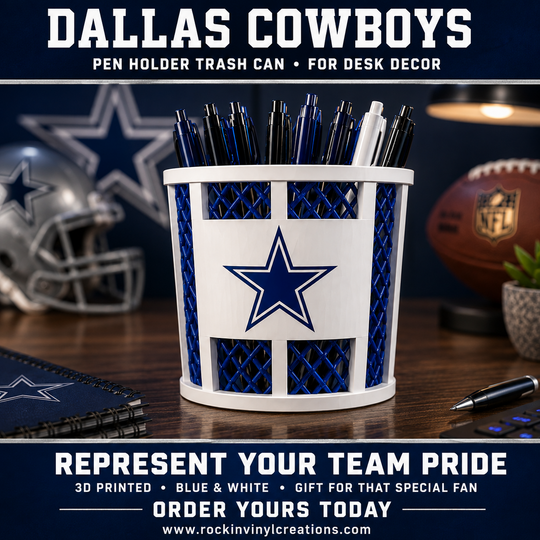 Dallas Cowboys trash-can-style pen holder