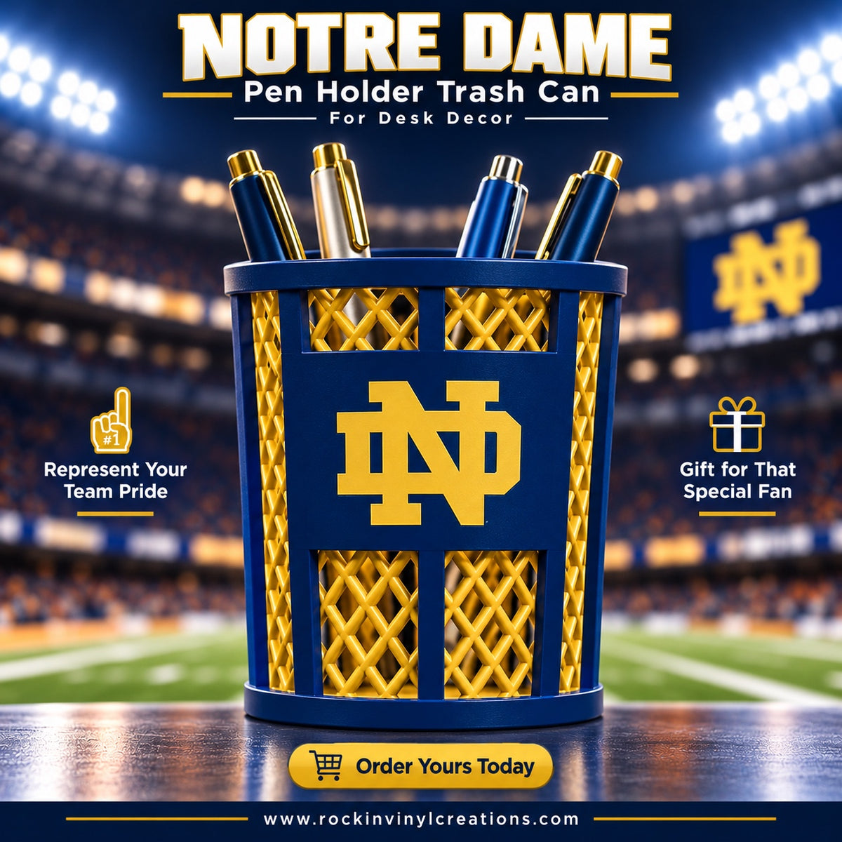 Notre Dame miniature trash can pen holder