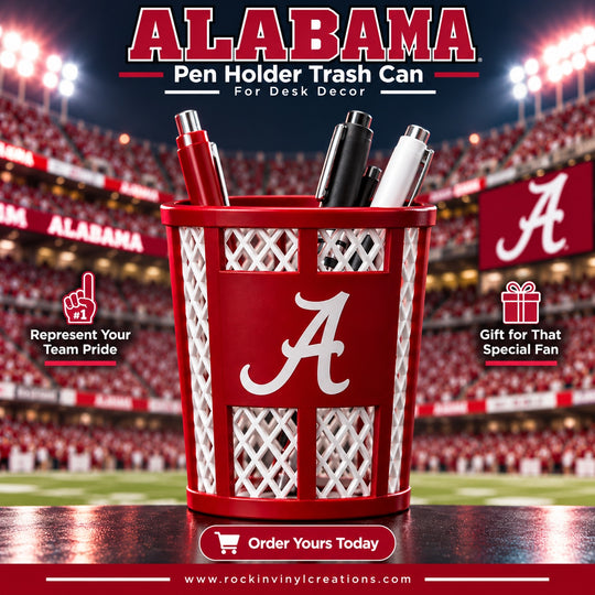 Alabama miniature trash can pen holder