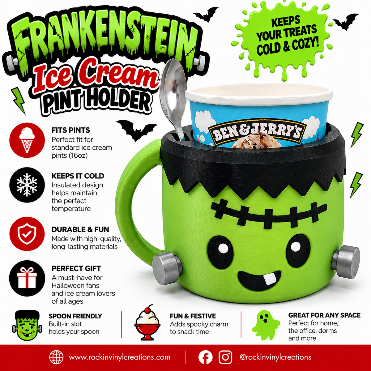 Frankenstein Ice Cream Pint Holder