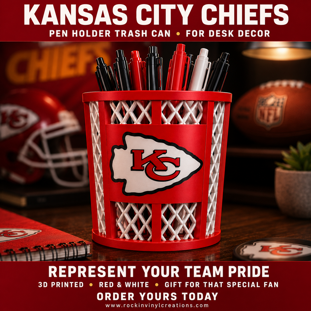 Kansas City Chiefs trash-can-style pen holder