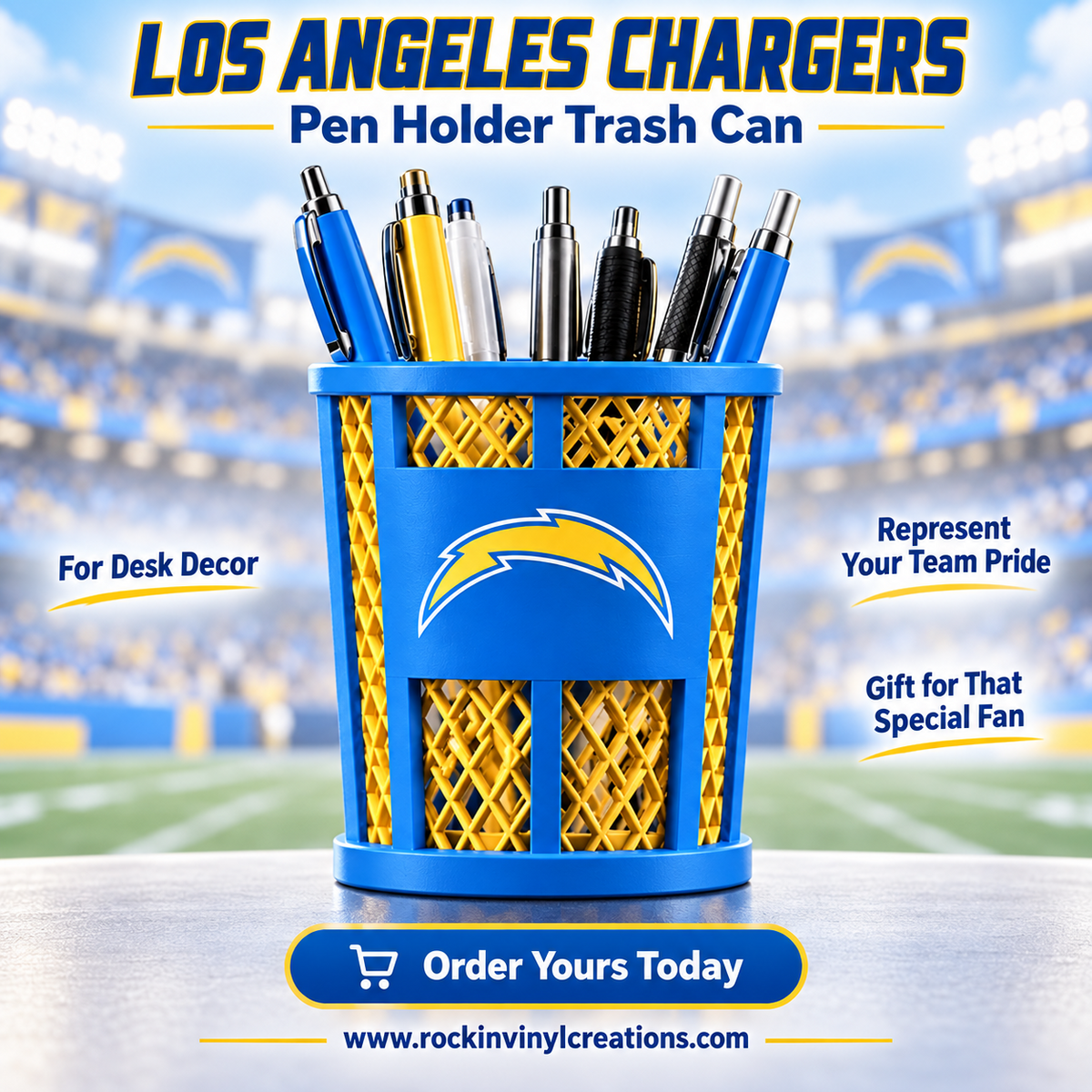 Los Angeles Chargers trash-can-style pen holder