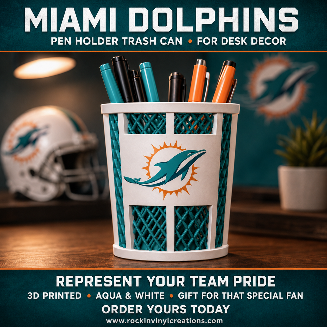 Miami Dolphins trash-can-style pen holder