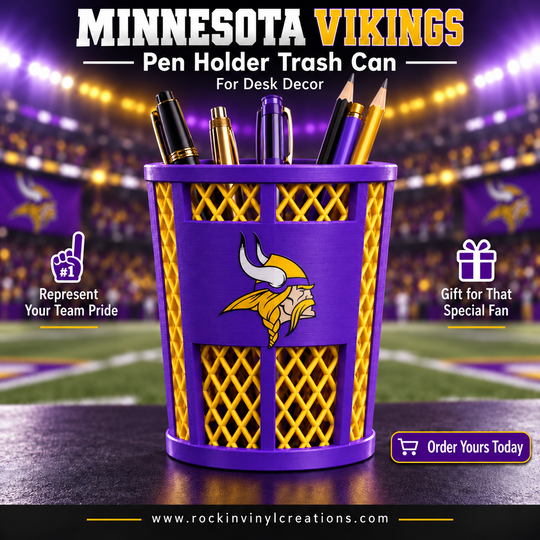 Minnesota Vikings trash-can-style pen holder