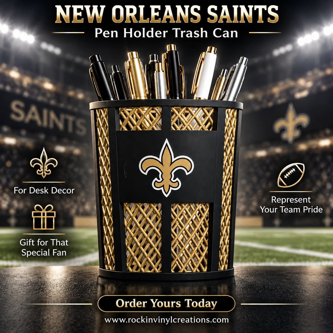 New Orleans Saints trash-can-style pen holder