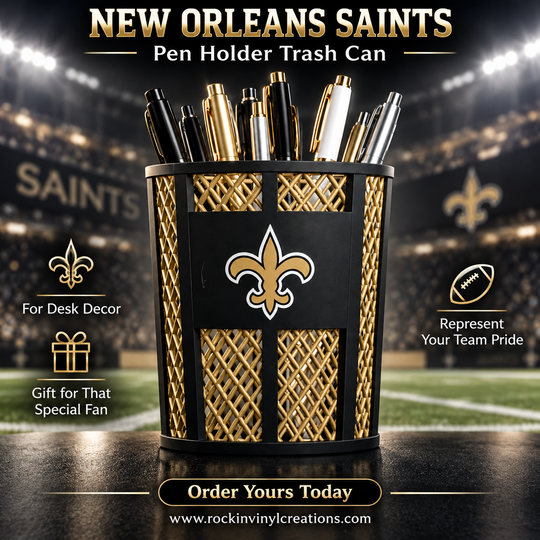 New Orleans Saints trash-can-style pen holder