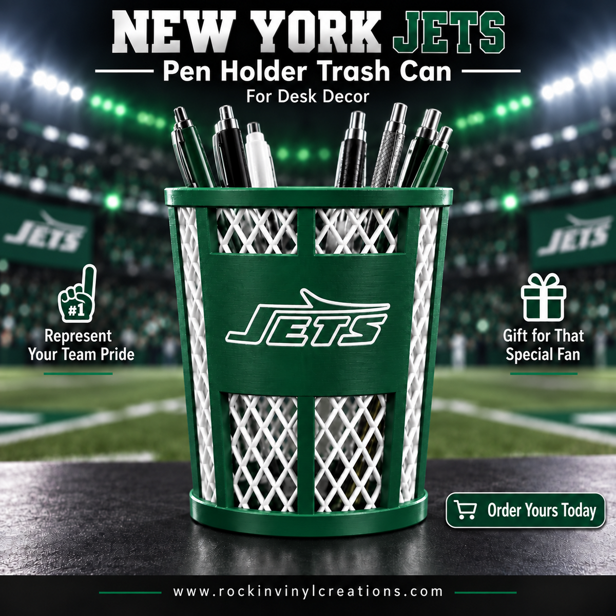 New York Jets trash-can-style pen holder