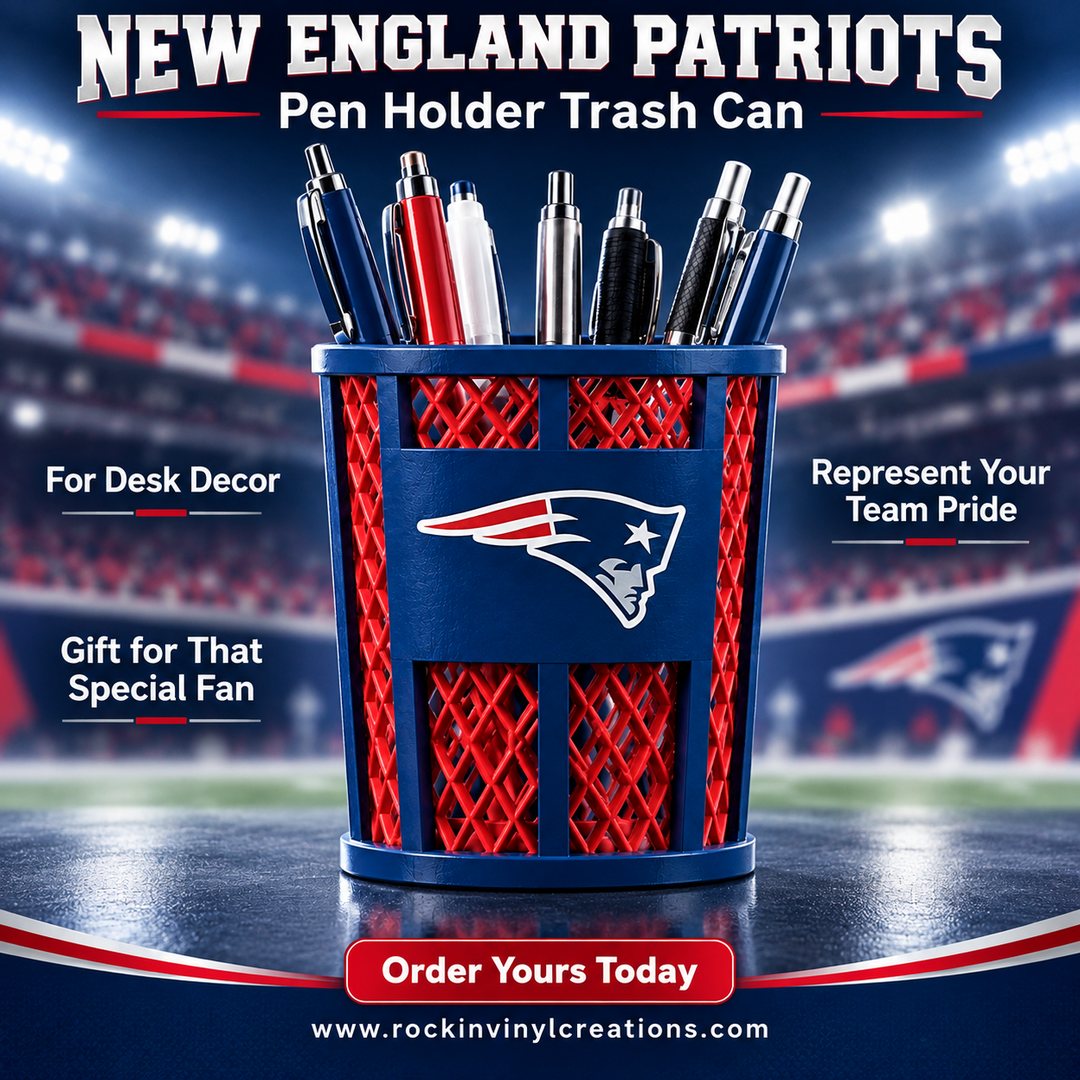 New England Patriots trash-can-style pen holder