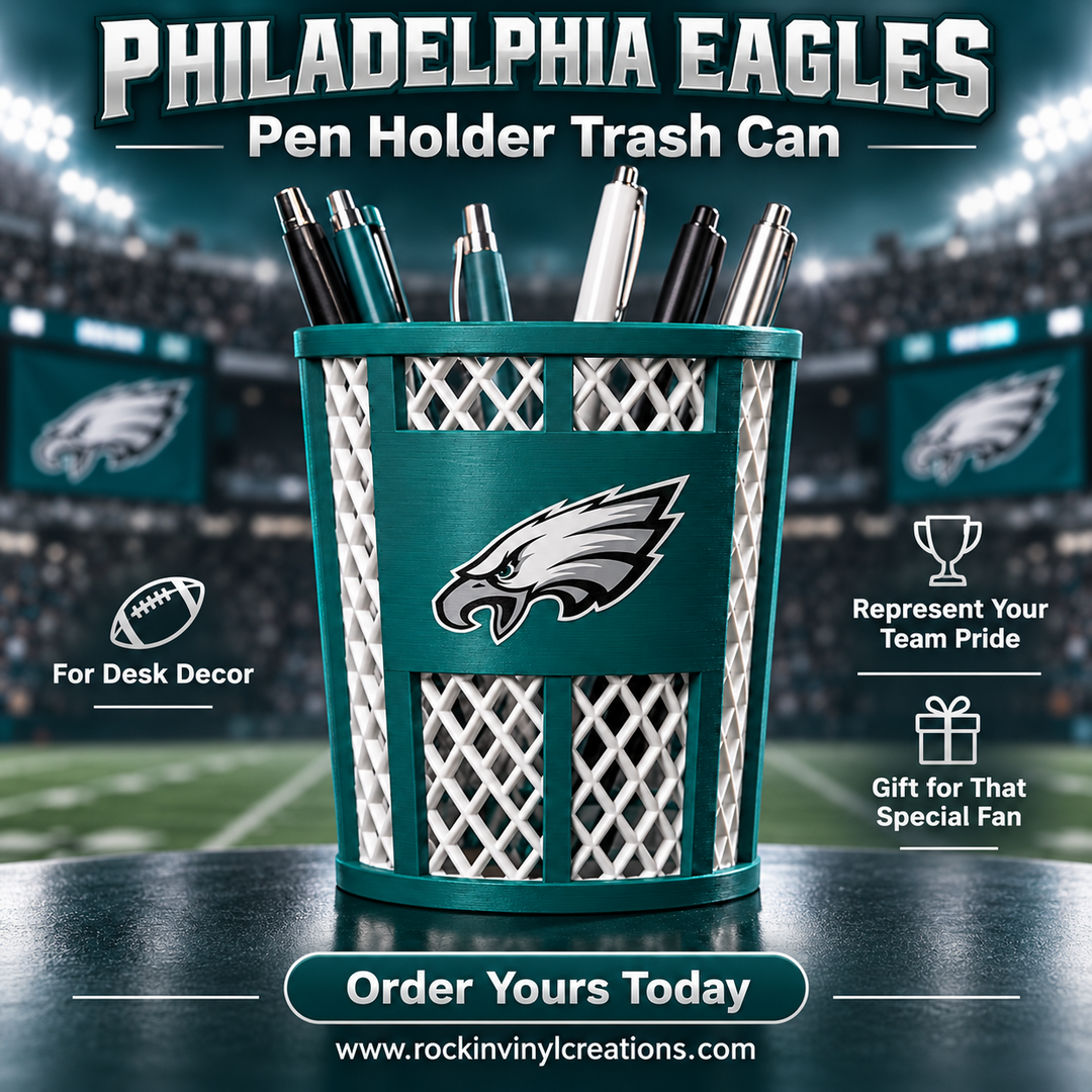 Philadelphia Eagles trash-can-style pen holder