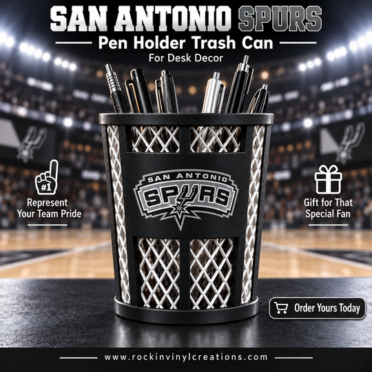 San Antonio Spurs trash-can-style pen holder