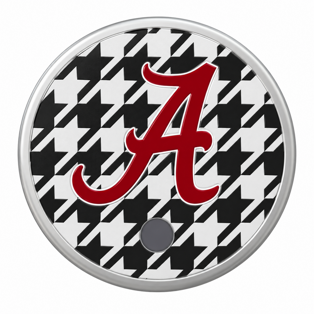 Alabama can holder lid: Straw - Houndstooth Script A