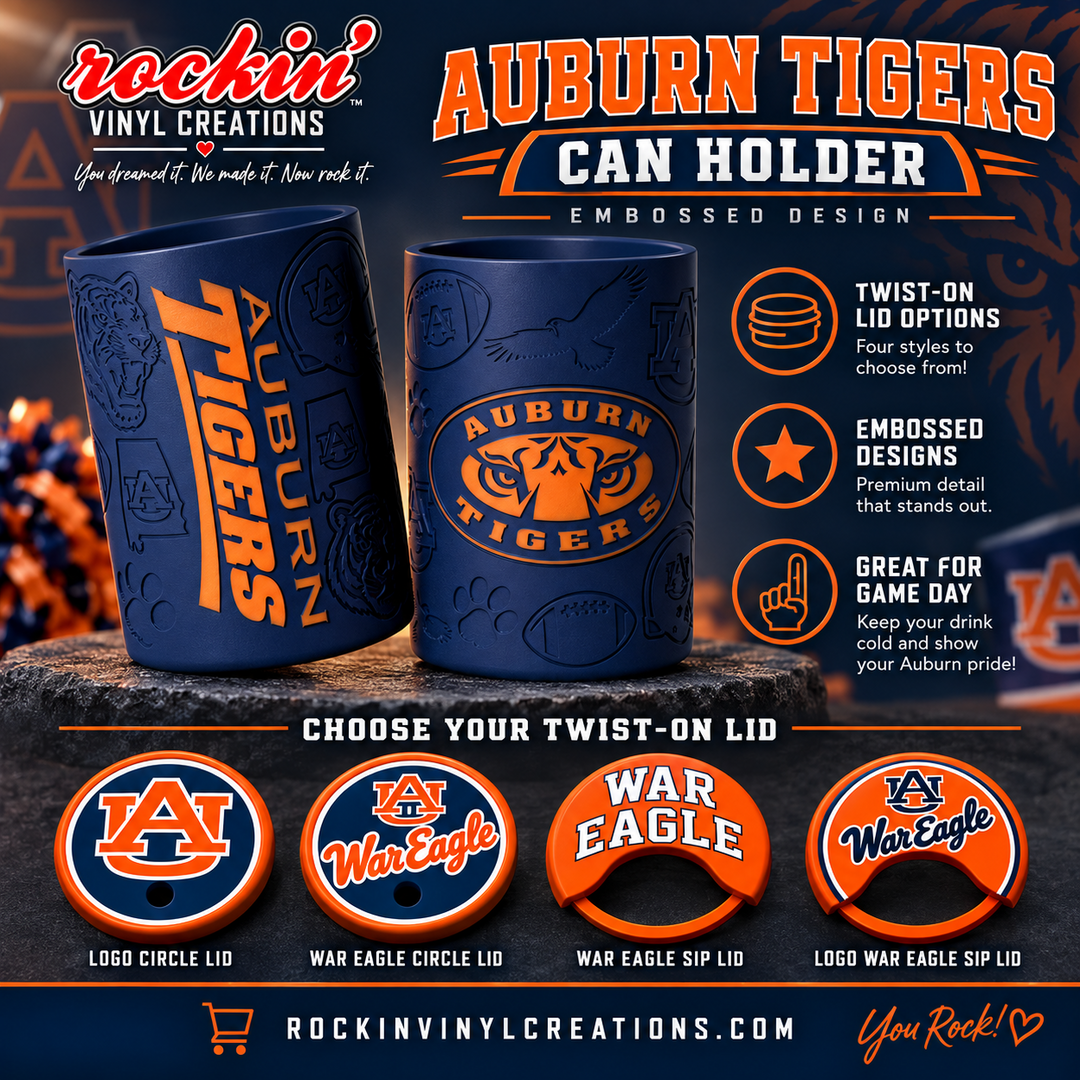 Auburn Tigers navy and orange can holder with four lid options