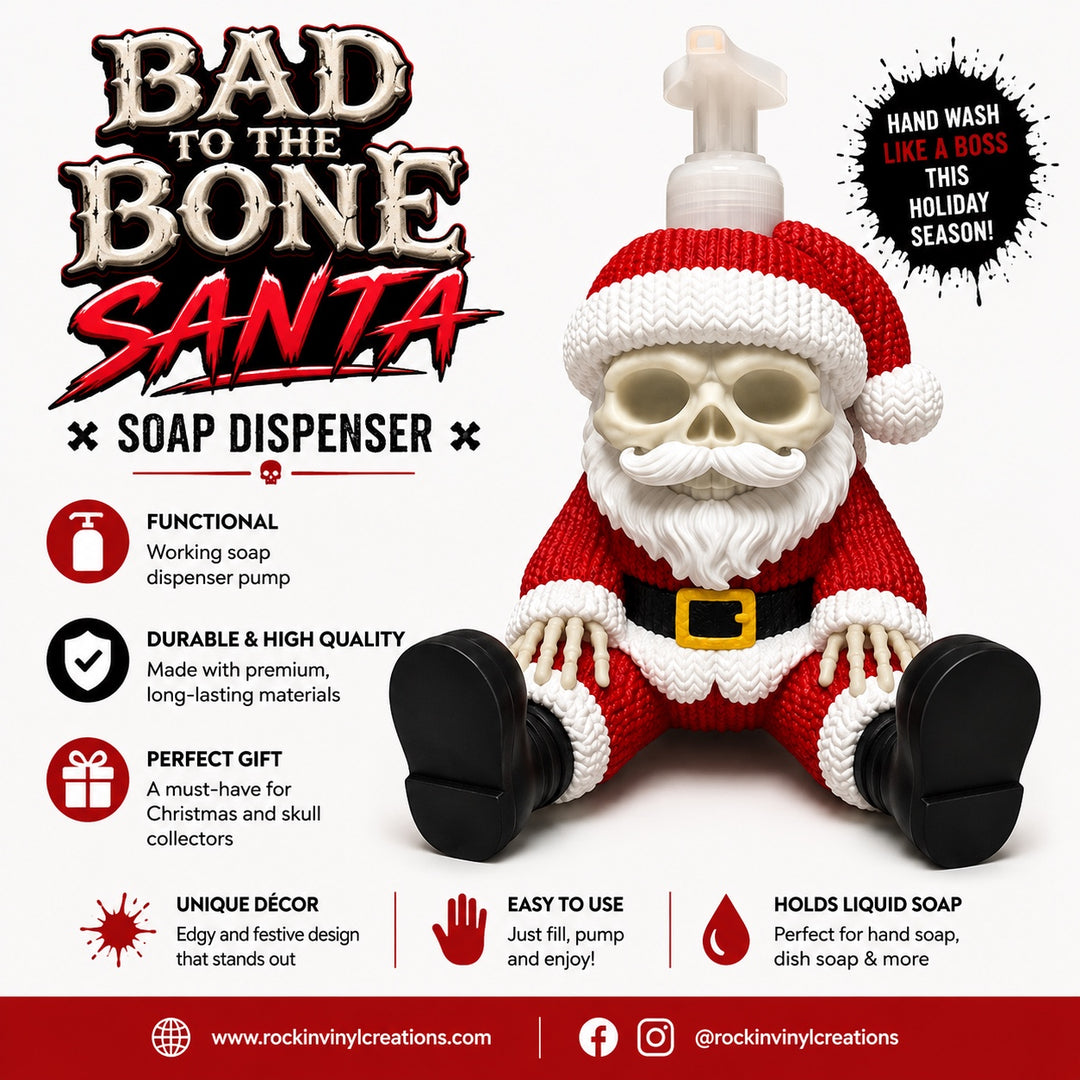 Bad to the Bone Santa skull holiday soap dispenser