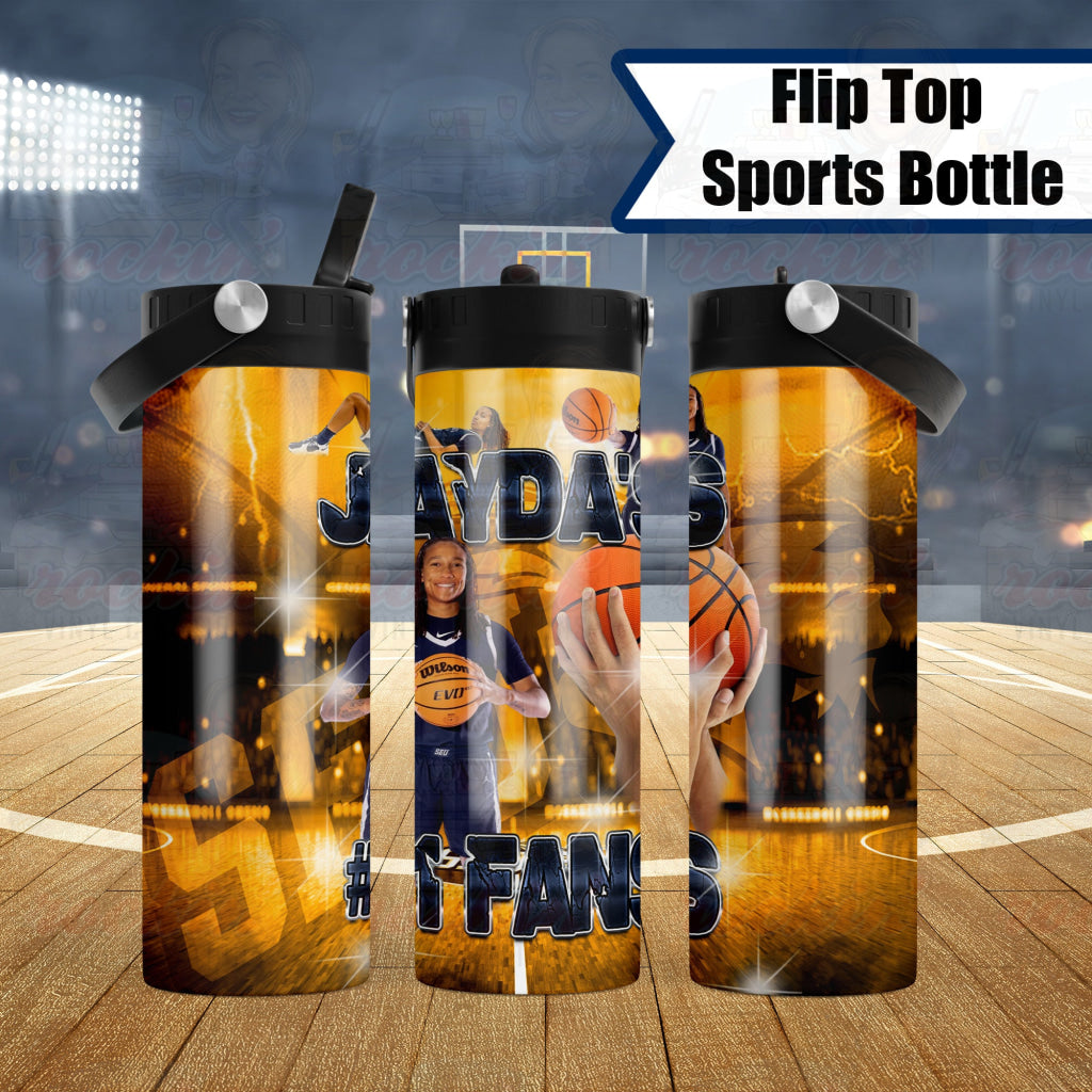 Basketball Water Bottle | Rockin Vinyl Creations Flip Top Drinkware