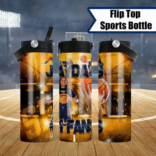 Basketball Water Bottle | Rockin Vinyl Creations Flip Top Drinkware