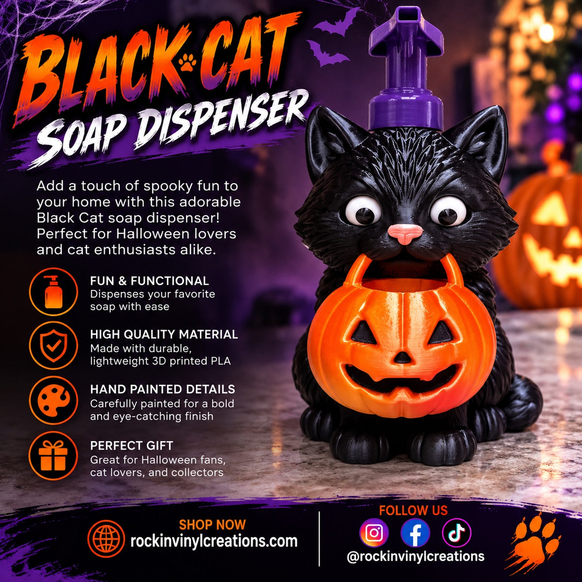 Black Cat Halloween soap dispenser