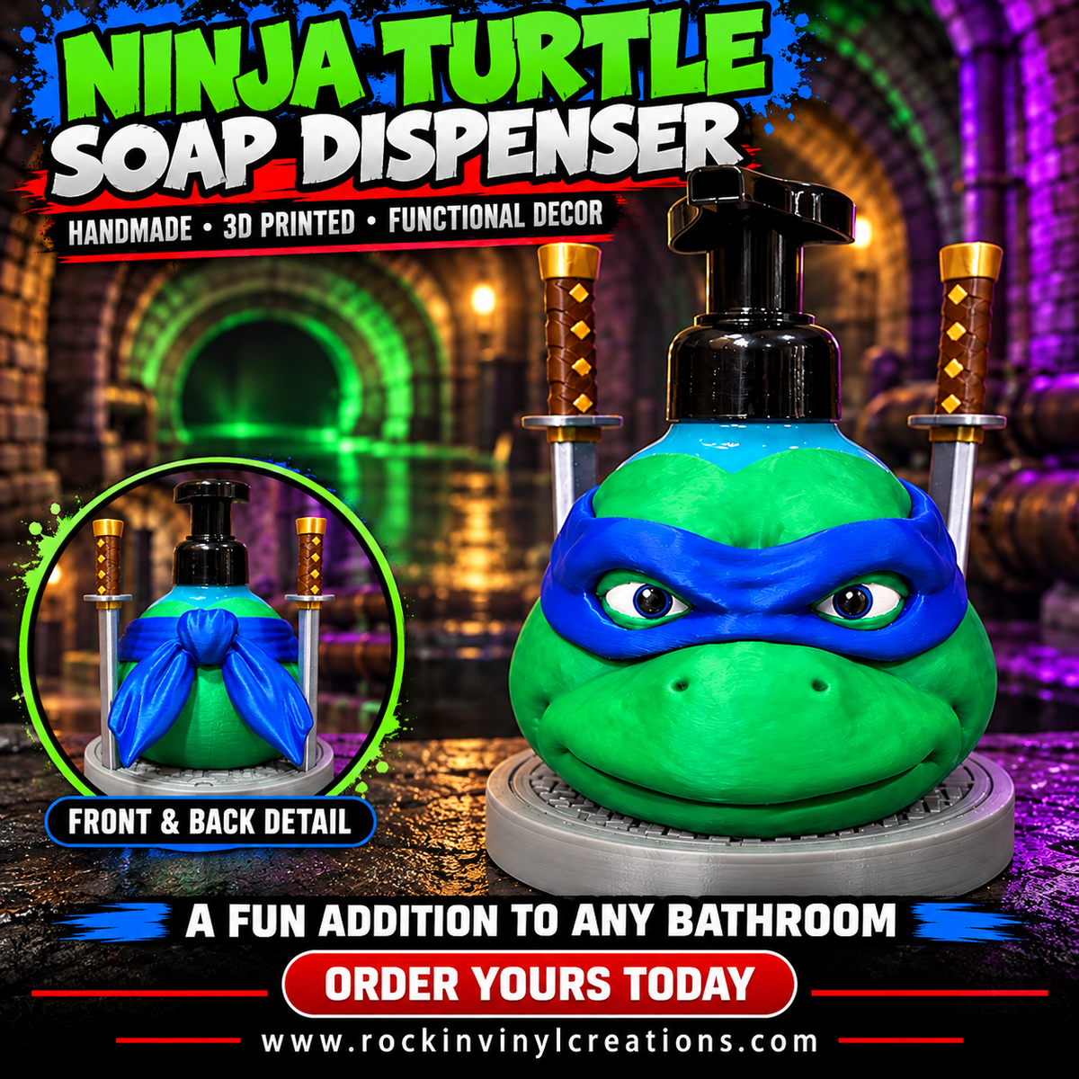 Blue Mask Ninja Turtle Soap Dispenser