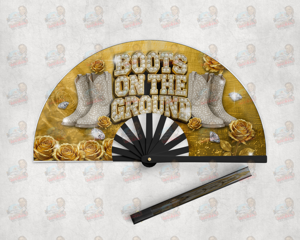 Boots on the Ground Clack Fan | Rockin’ Vinyl Creations Black / Gold