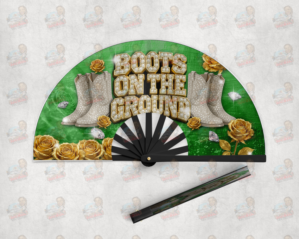 Boots on the Ground Clack Fan | Rockin’ Vinyl Creations Black / Green