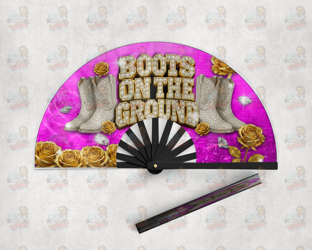Boots on the Ground Clack Fan | Rockin’ Vinyl Creations Black / Hot Pink