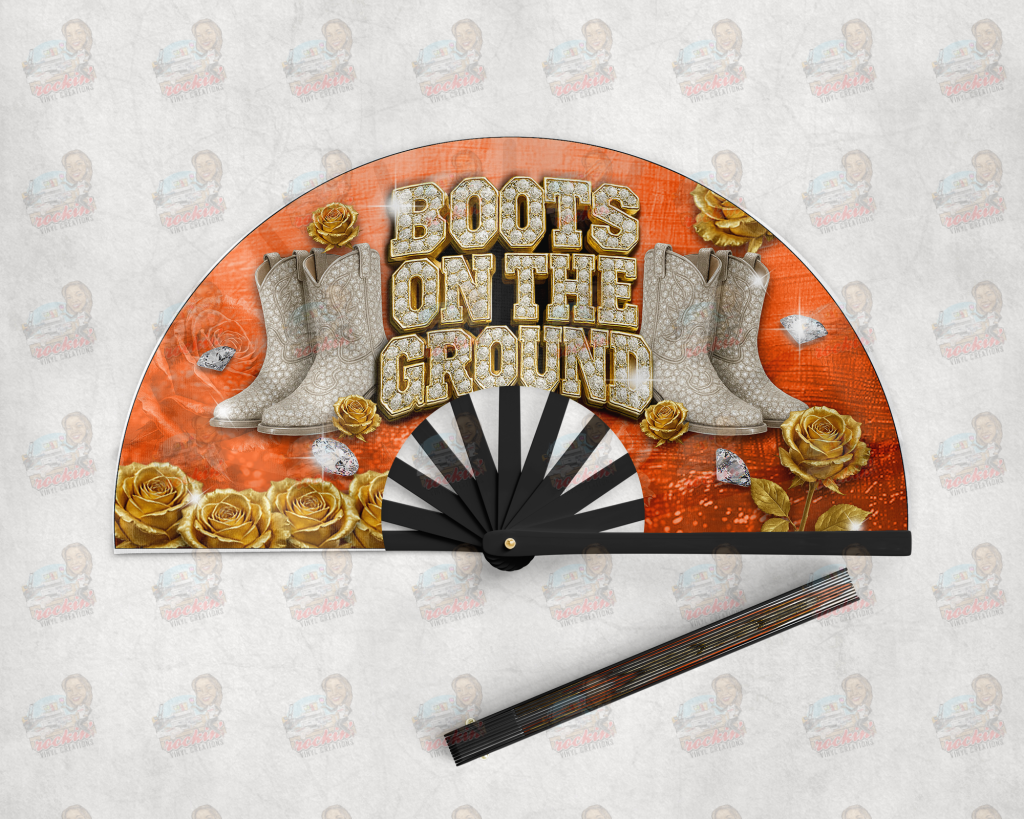 Boots on the Ground Clack Fan | Rockin’ Vinyl Creations Black / Orange