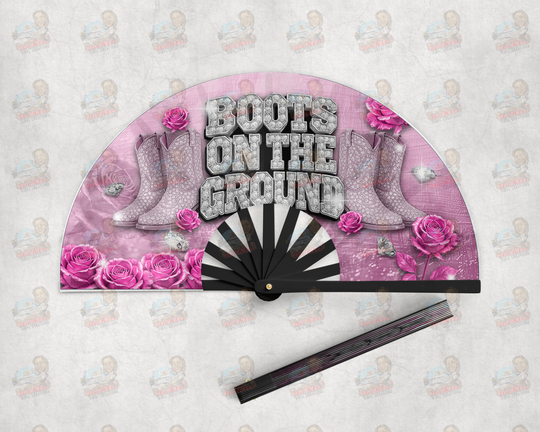Boots on the Ground Clack Fan | Rockin’ Vinyl Creations Black / Pink