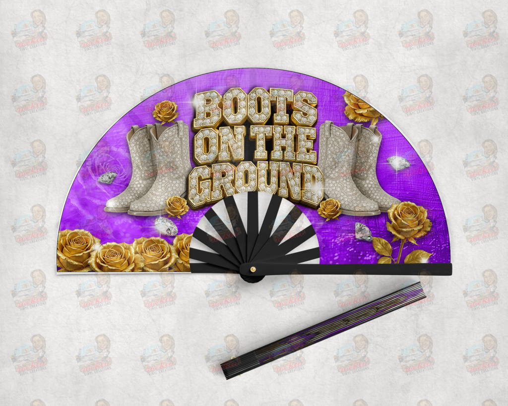 Boots on the Ground Clack Fan | Rockin’ Vinyl Creations Black / Purple