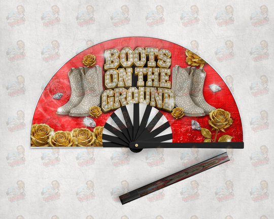 Boots on the Ground Clack Fan | Rockin’ Vinyl Creations Black / Red
