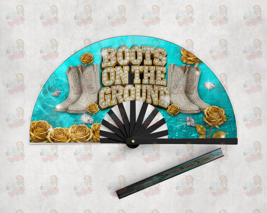 Boots on the Ground Clack Fan | Rockin’ Vinyl Creations Black / Teal