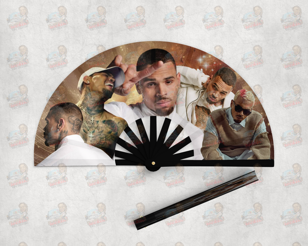 Chris Brown Concert Clack Fan | Rockin’ Vinyl Creations Black / CB2