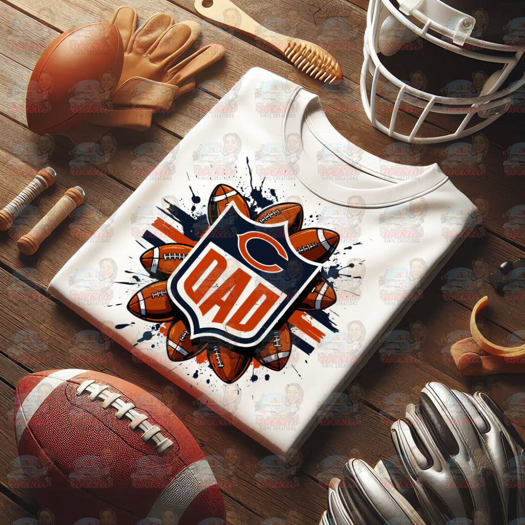 Father’s Day Dad Team Shirt | Rockin’ Vinyl Ceations Chicago Bears Cincinnati Bengals / XL