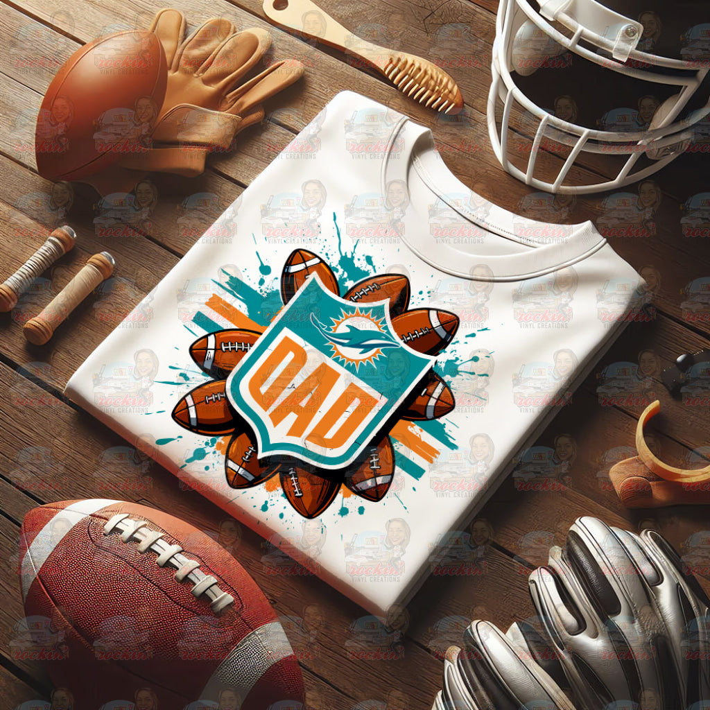 Father’s Day Dad Team Shirt | Rockin’ Vinyl Ceations Miami Dolphins / XL