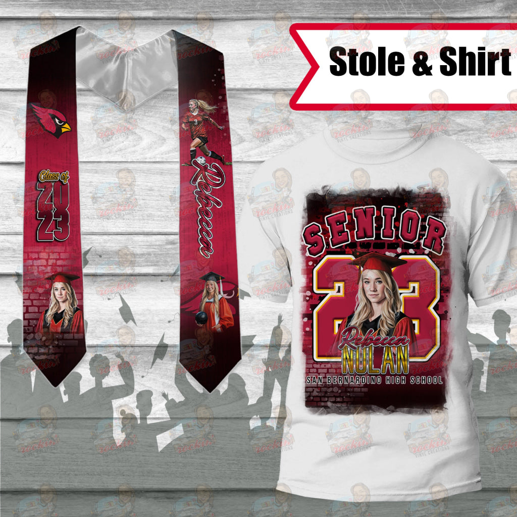 Grad 23 Shirt And Stole Bundle | Rockin Vinyl Creations