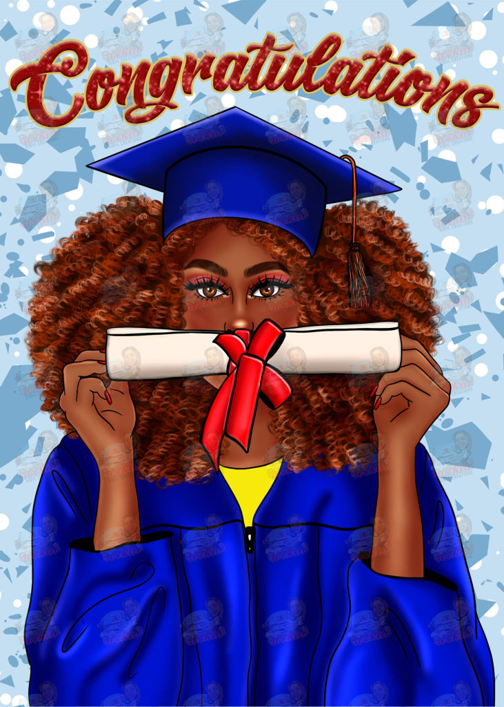 Grad Diploma Greeting Cards Blue/Brown Card