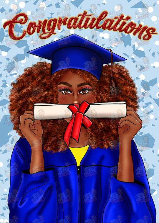 Grad Diploma Greeting Cards Blue/Brown Card